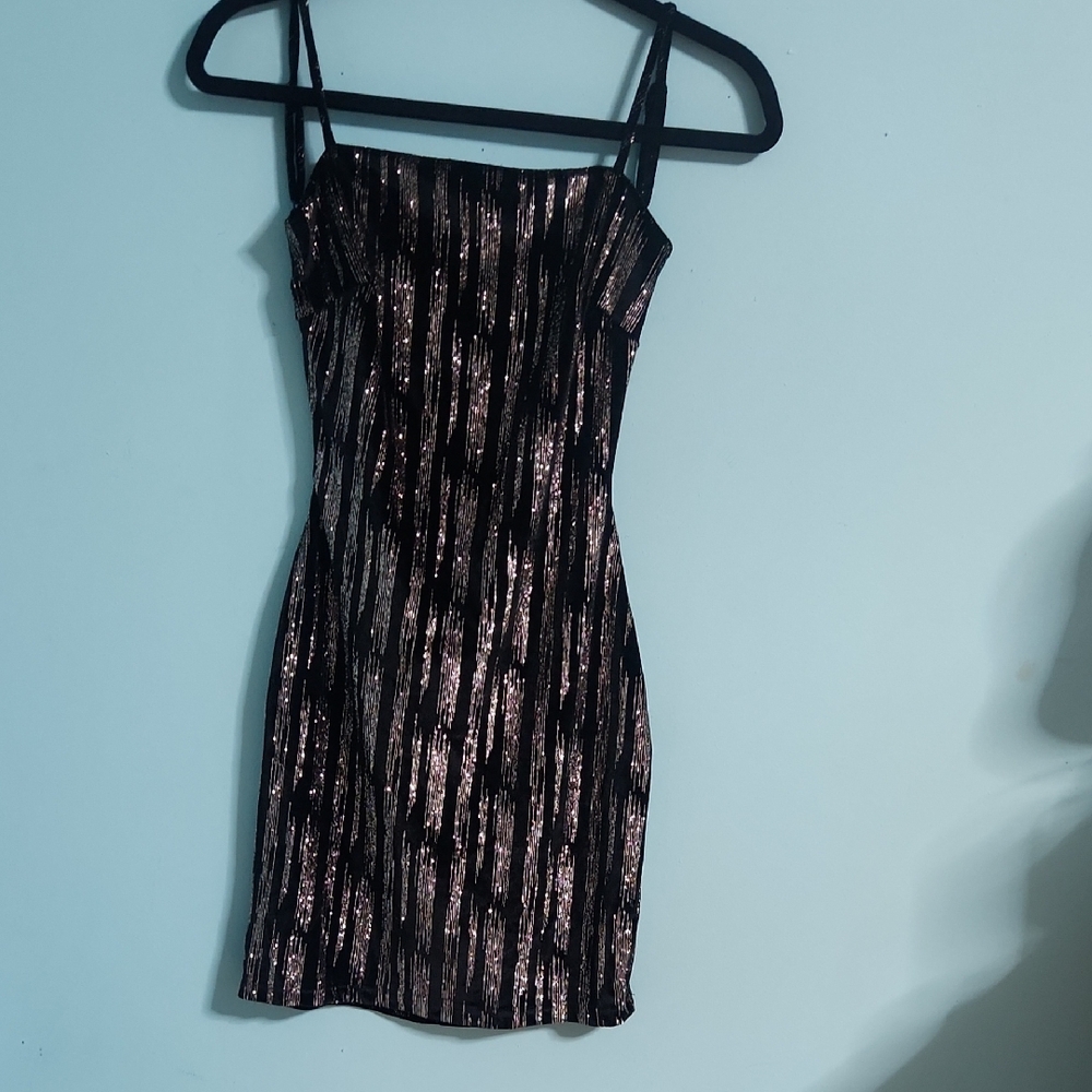 Love Black and Gold Bodycon Mini Dress